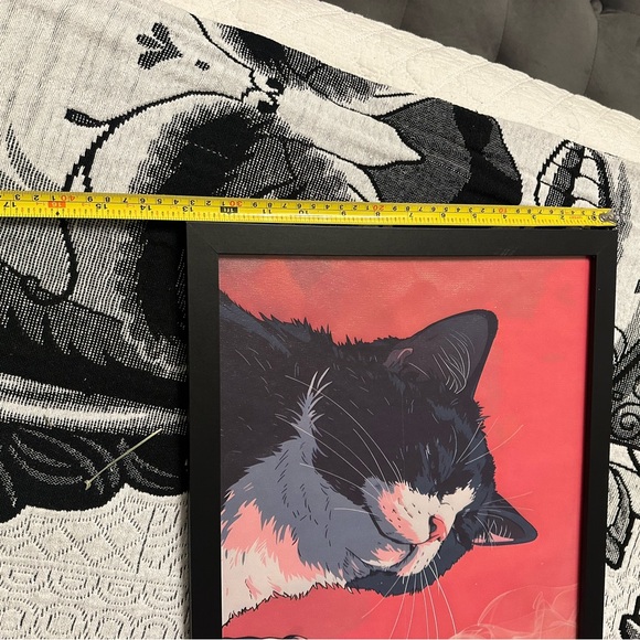 Framed Smoking Cat Canvas Art Print - Picture 2 of 4